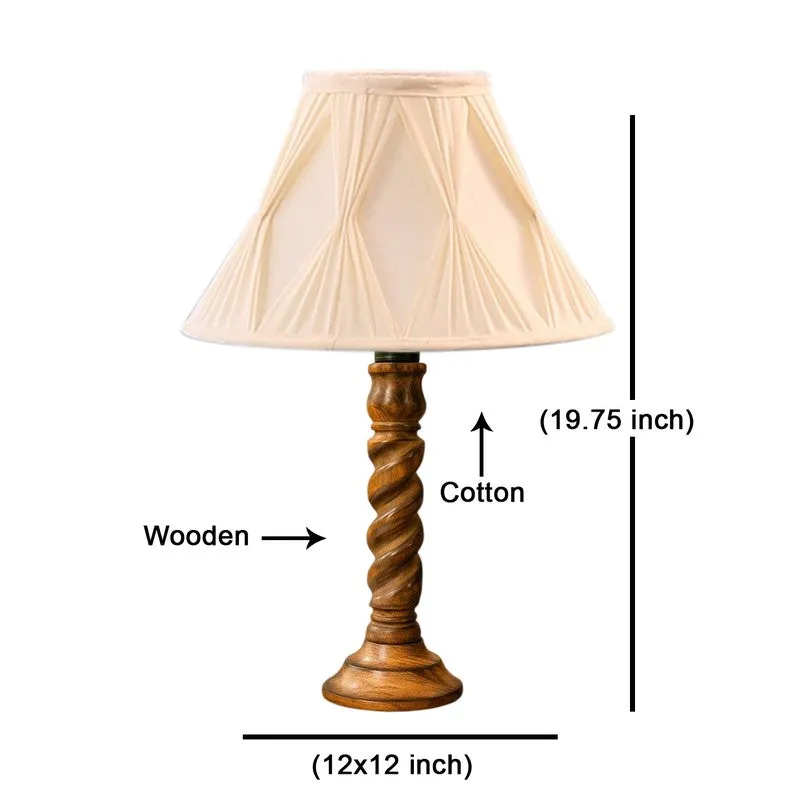 Elvane Elvo Wooden Table Lamp - Ivory media 8