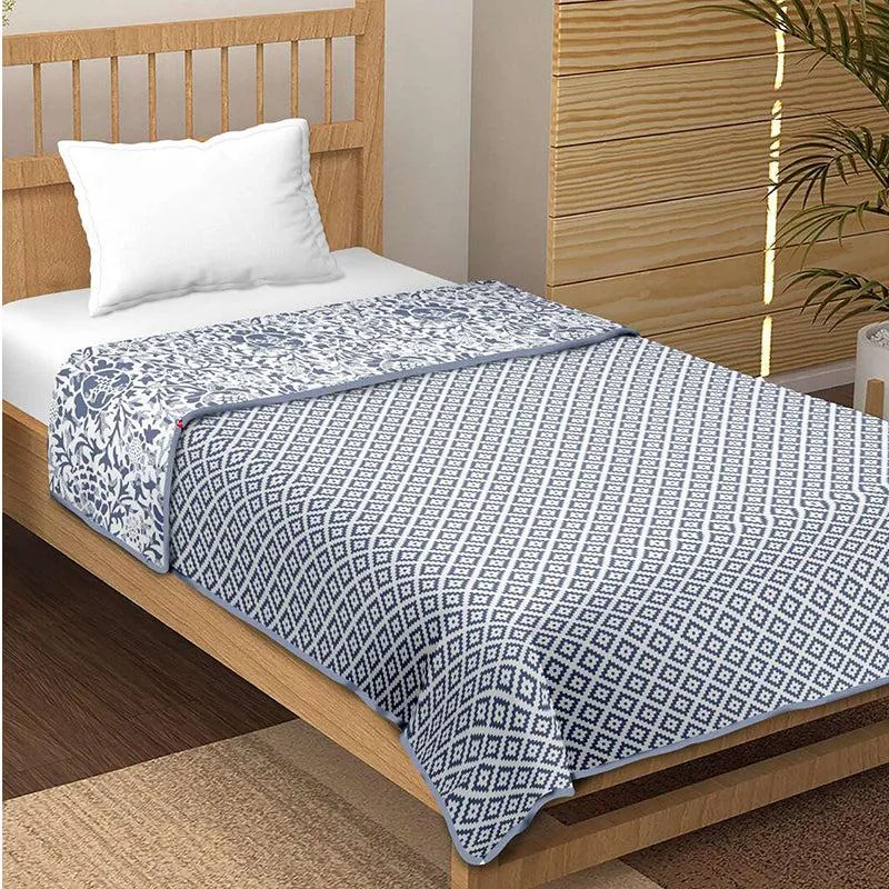 Dyuti Reversible Cotton Dohar (Blue)  - 180 GSM media 3