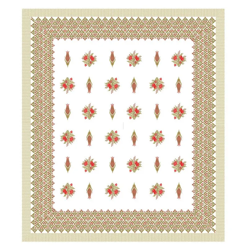 Ethnic Bloom Cotton Bedsheet (Red,White) - 120 TC media 4