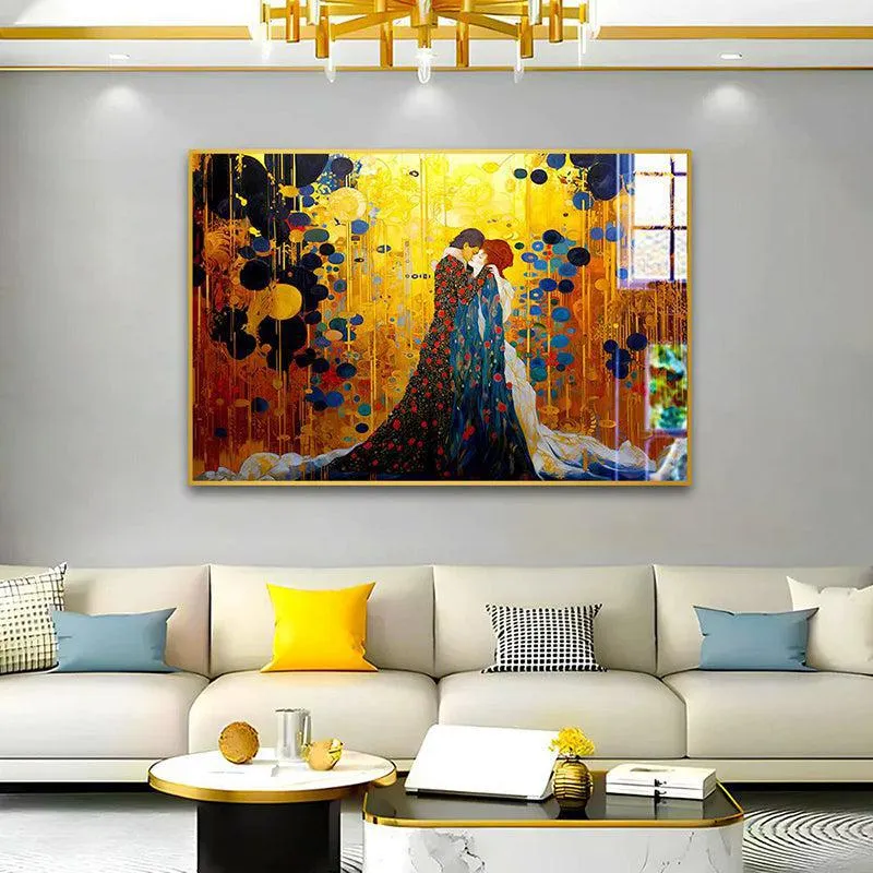 Bound By Love Modern Canvas Wall Art With Frame - Gold media 1