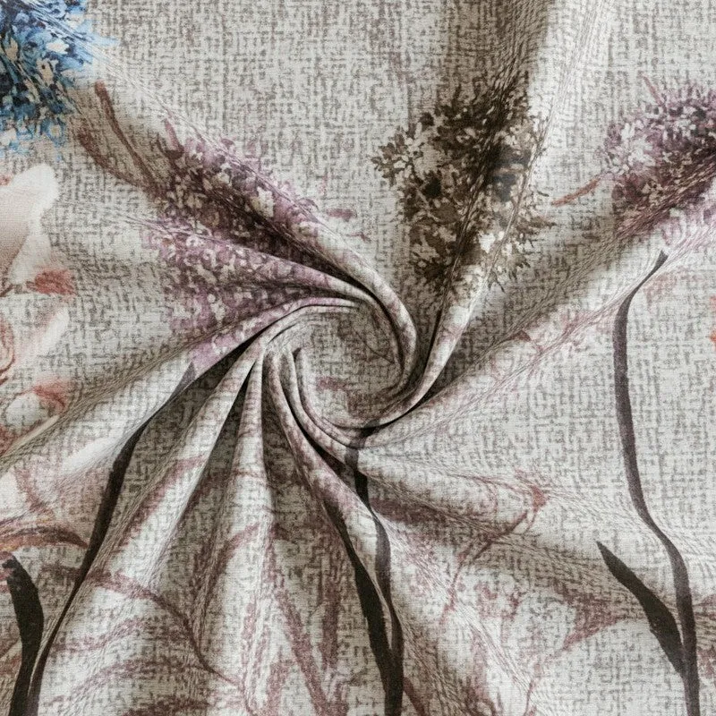 Hayat Floral Cotton Bedsheet (Grey) - 200 TC media 5