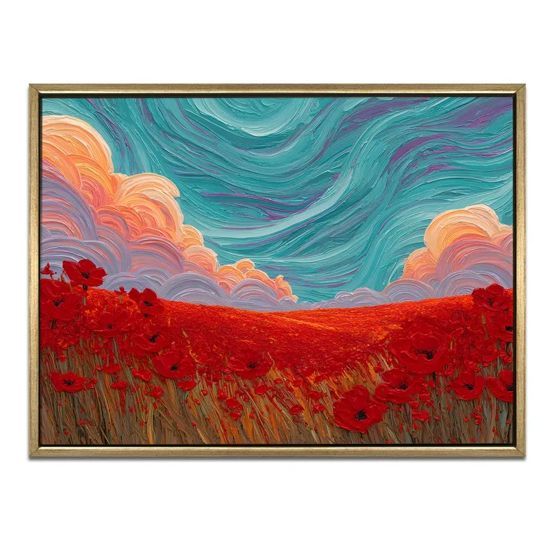 Scarlet Serenity Canvas Wall Painting With Frame media 3