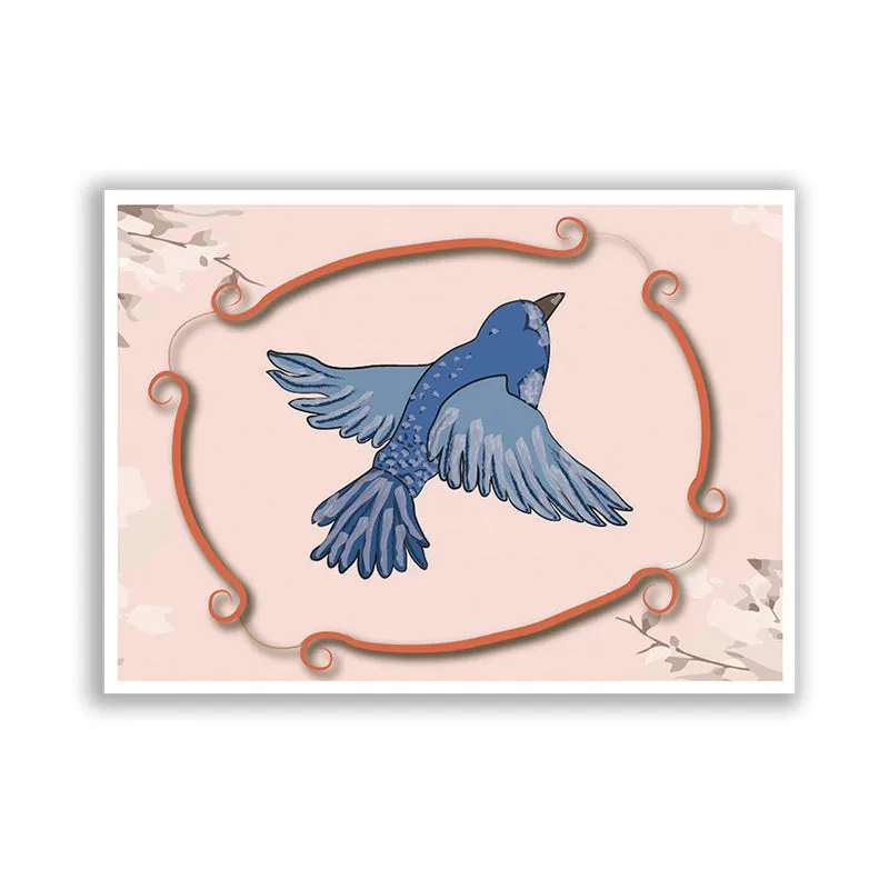 Sparrow Flight Wall Art with White Frame media 3