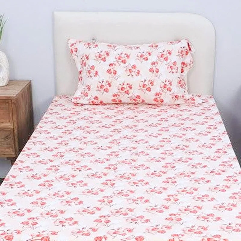 Gemonisis Printed Cotton Bedsheet (Red) - 200 TC media 4