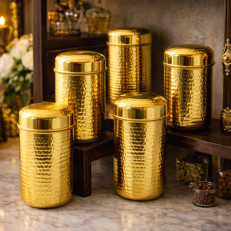 PureForm Gold Brass Container - Set of Five