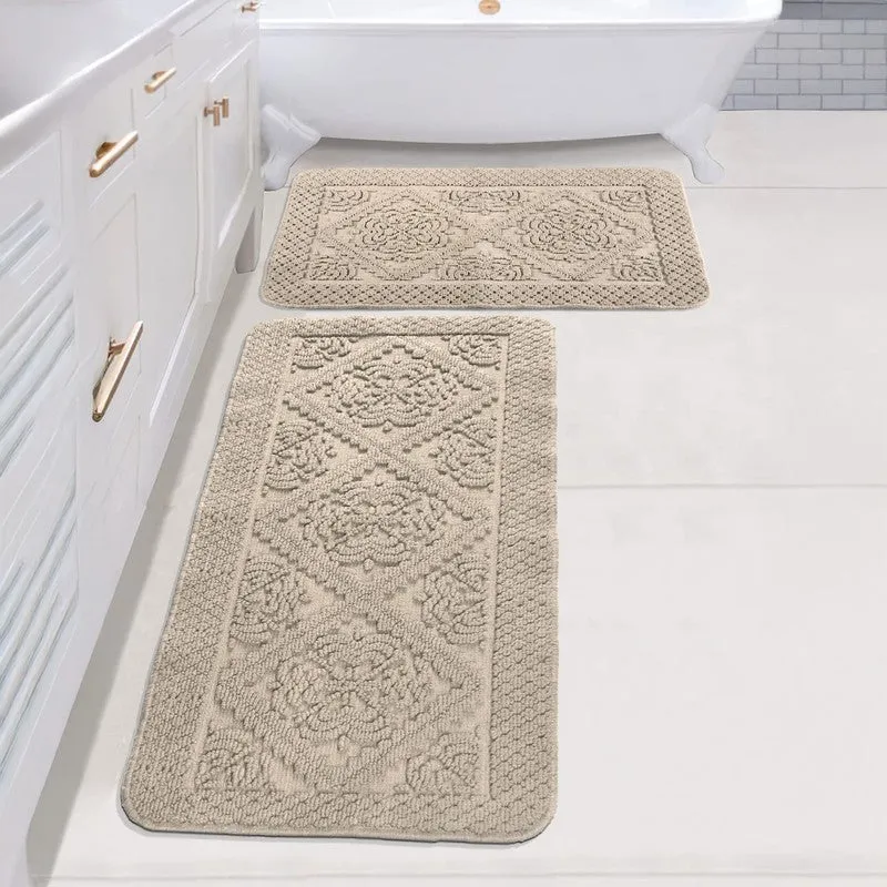 GentleStep Cotton Bath Mats (Beige) - Set of Two media 1