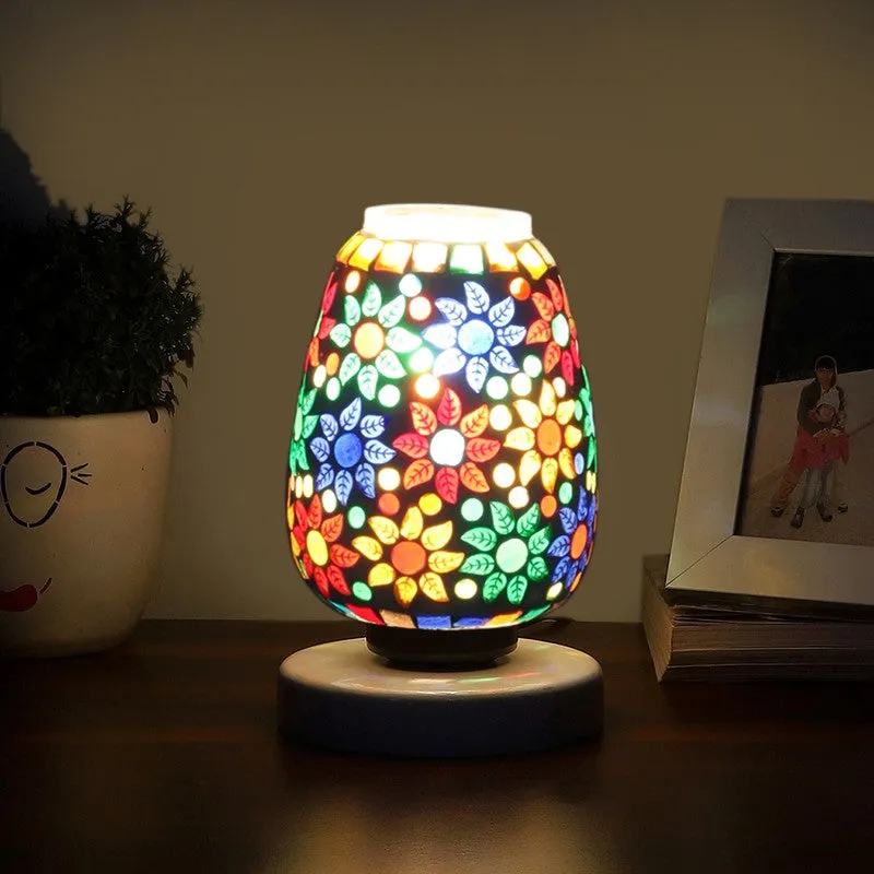Sparkelle Glass Table Lamp With Wooden Base - Multicolor media 1
