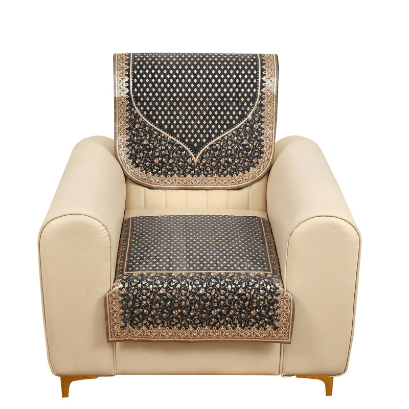 Petite Leaves Chenille Sofa Cover - Grey media 6