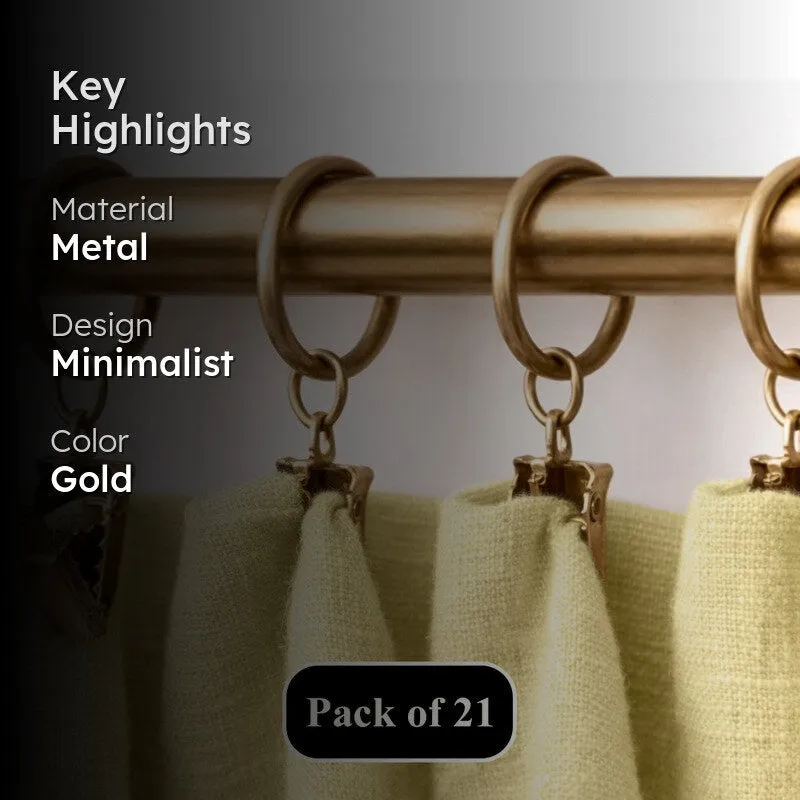 Easy Hang Curtain Ring with Clip (Gold) -  Set of Twenty One - 2