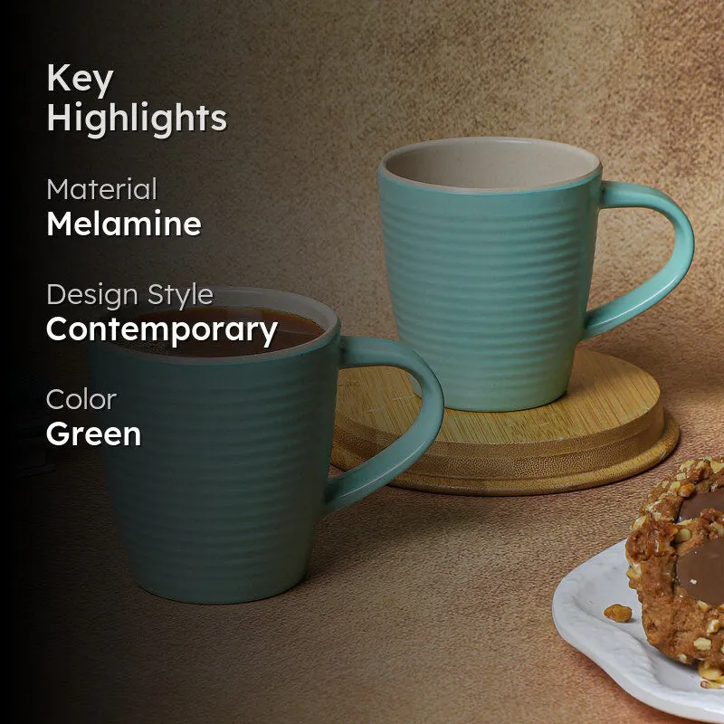 Brew Melamine Coffee Mug (250 mL Each/Green) - Set of Two media 2