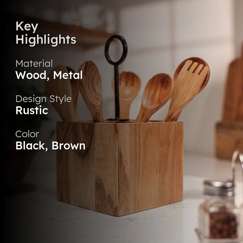 Handcrafted Wooden Cutlery Stand media 2