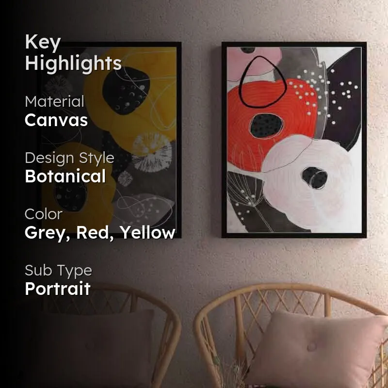 Patched Florals Canvas Wall Art - Set Of Two media 2