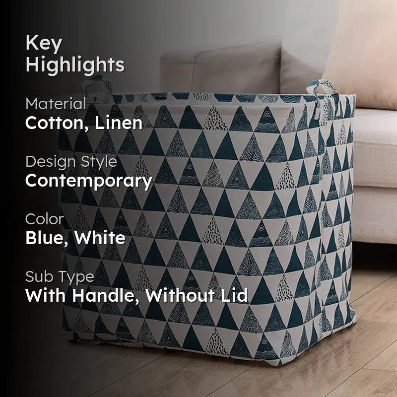 Linen Geometry Laundry Basket media 2