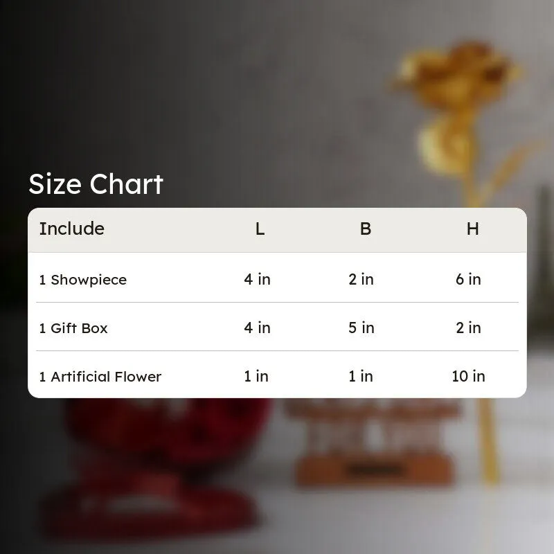 Size chart image for the three-piece gift set