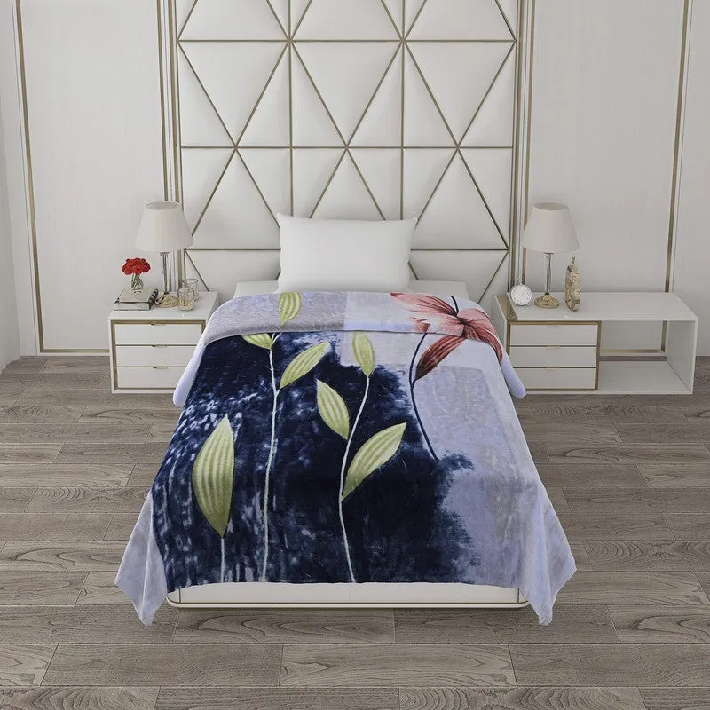Monte Carlo Blossom Bliss Blanket (Blue,Lavender) - 500 GSM media 3
