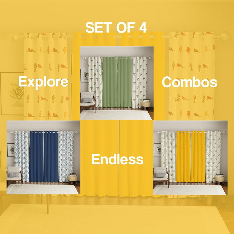 Urban Space Humming Bird Curtains (Yellow) - Set Of Four media 6