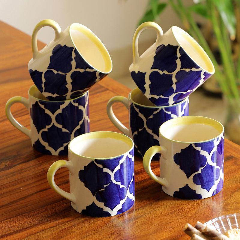 Moroccan Ceramic Tea Cup (200 mL Each) - Set of Six