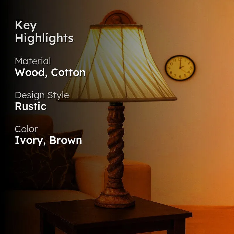 Elvane Vela Wooden Table Lamp - Ivory media 2