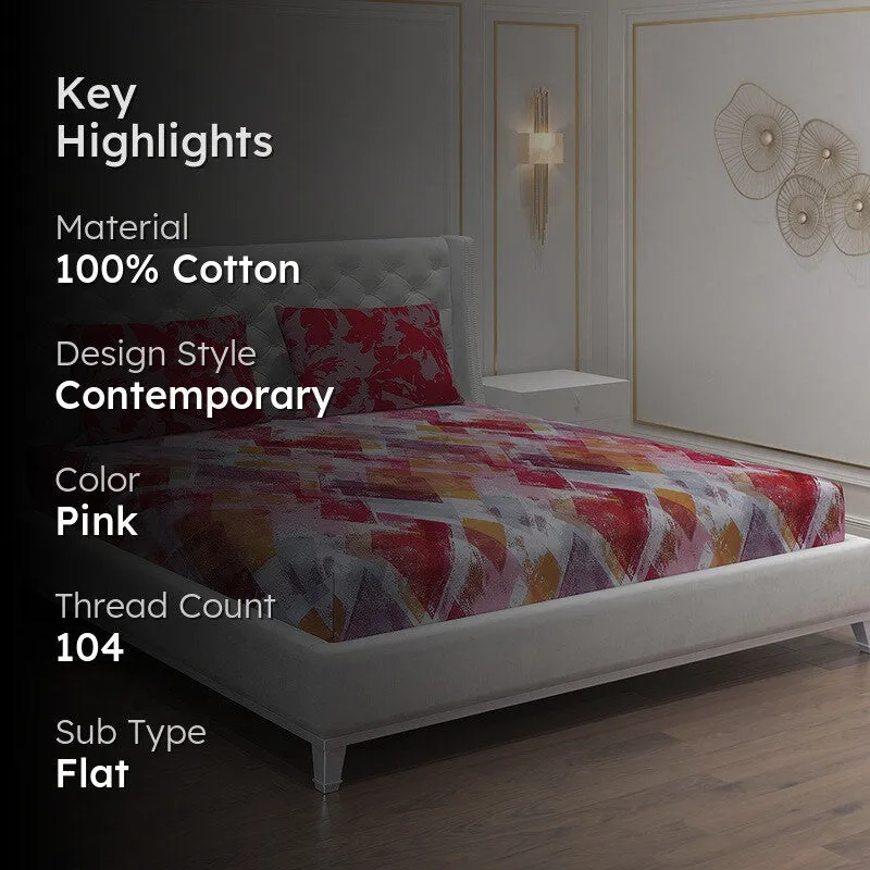 Monte Carlo Modern Muse Cotton Bedsheet (Pink) - 104 TC media 2