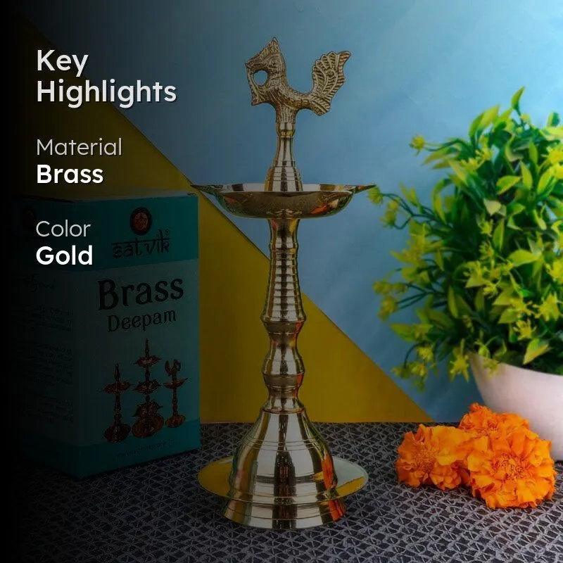 Vibhava Peacock Brass Lamp media 2