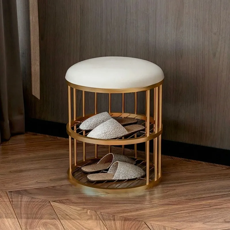 Minimal Metal Shoe Rack - Gold,White media 4
