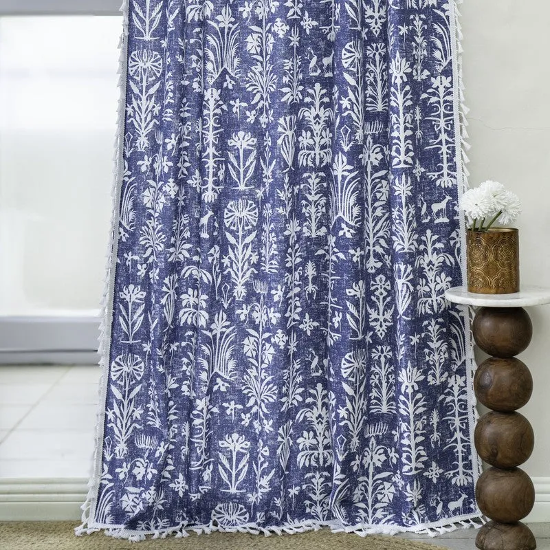 Tranquebar Home Wild Tropics Cotton Curtains(Blue) - Set Of Two media 4