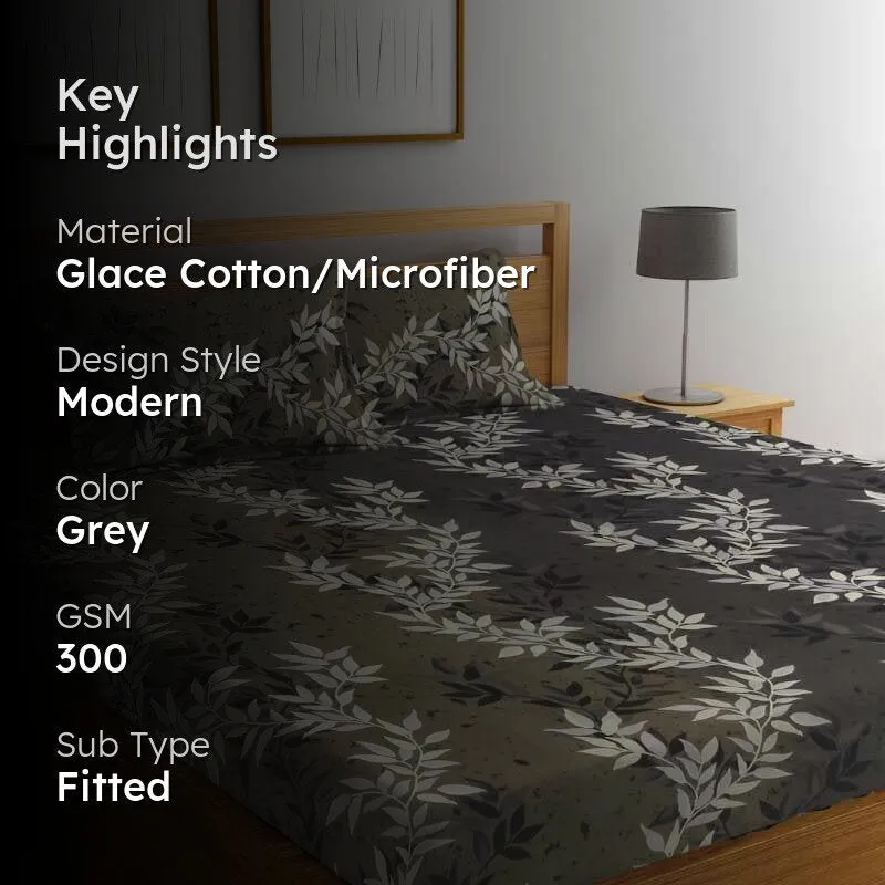 Playful Petals Fitted Microfiber Bedsheet - 300 GSM media 2