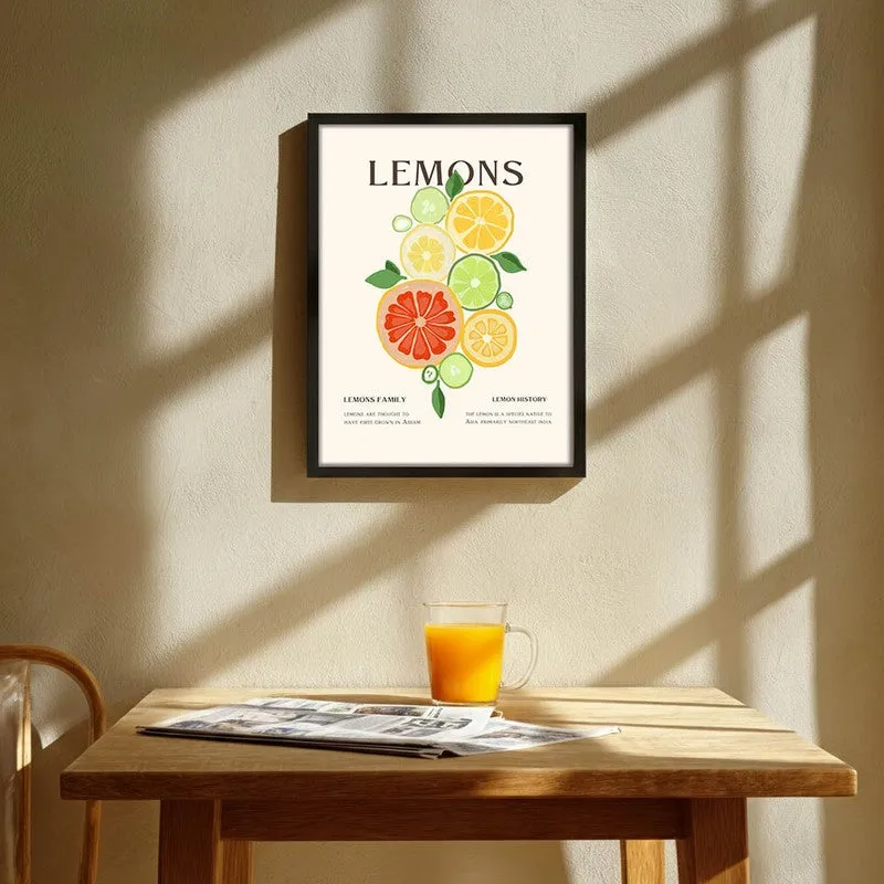 Sunlit Citrus Archival Canvas Wall Art - Black media 1