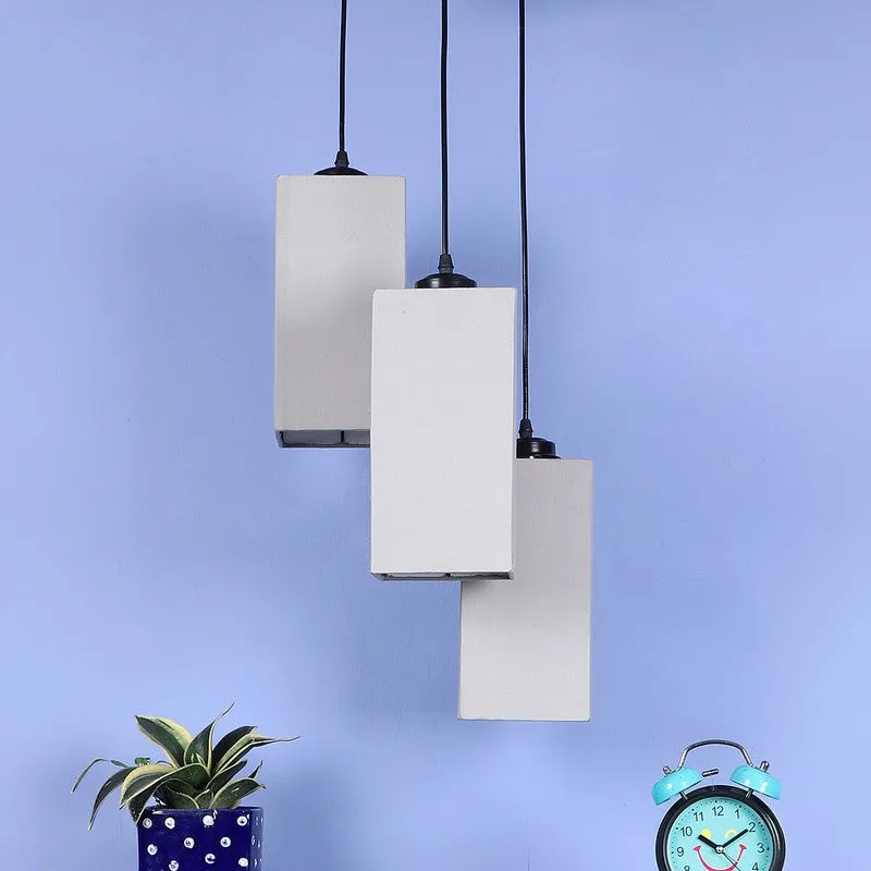 Warm Ivory Triple Metal Ceiling Lamp - Grey media 4
