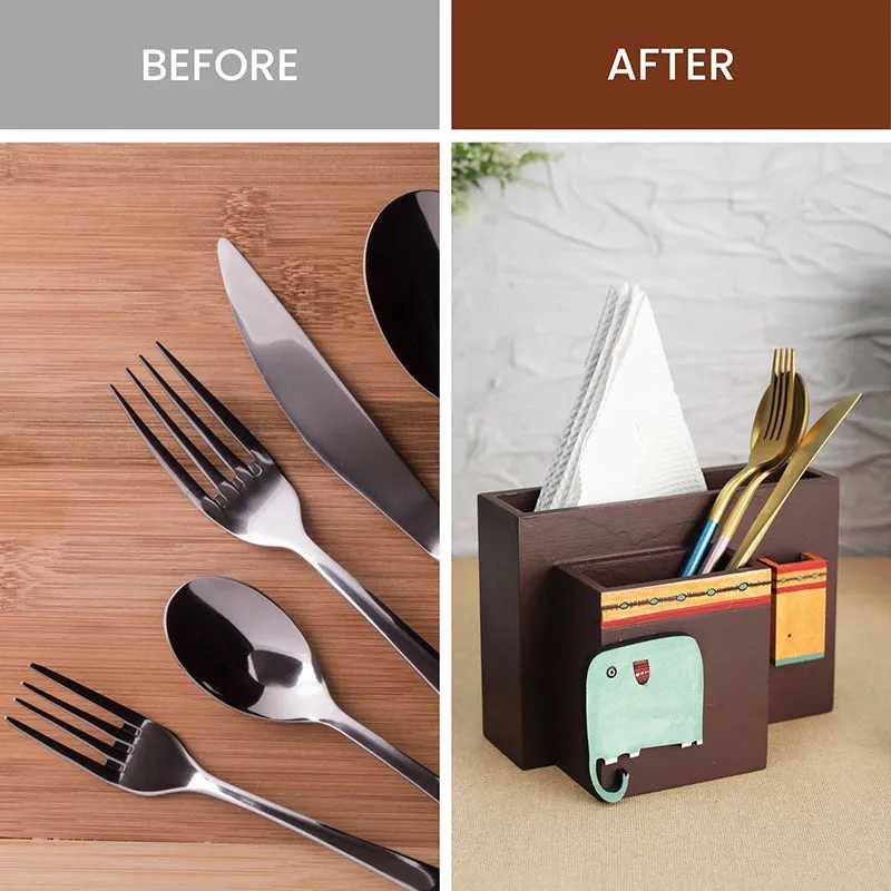 Myna Wood Cutlery Holder media 7