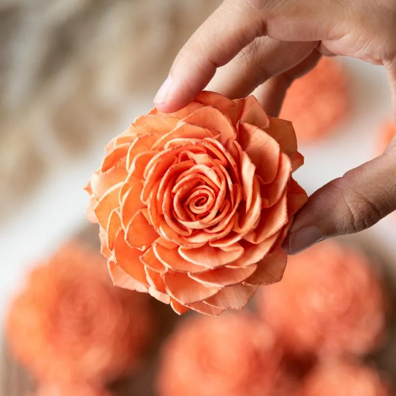 Estar Sola Wood Rose Flower (Peach) - Set Of Ten media 3