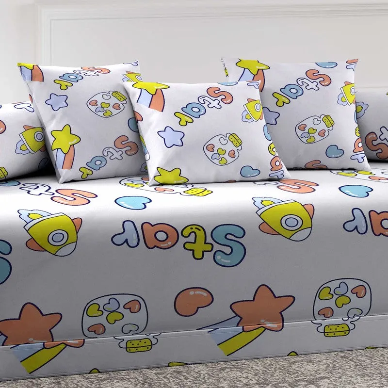 Toonyra Stars Printed Diwan Set - Six Piece Set media 4