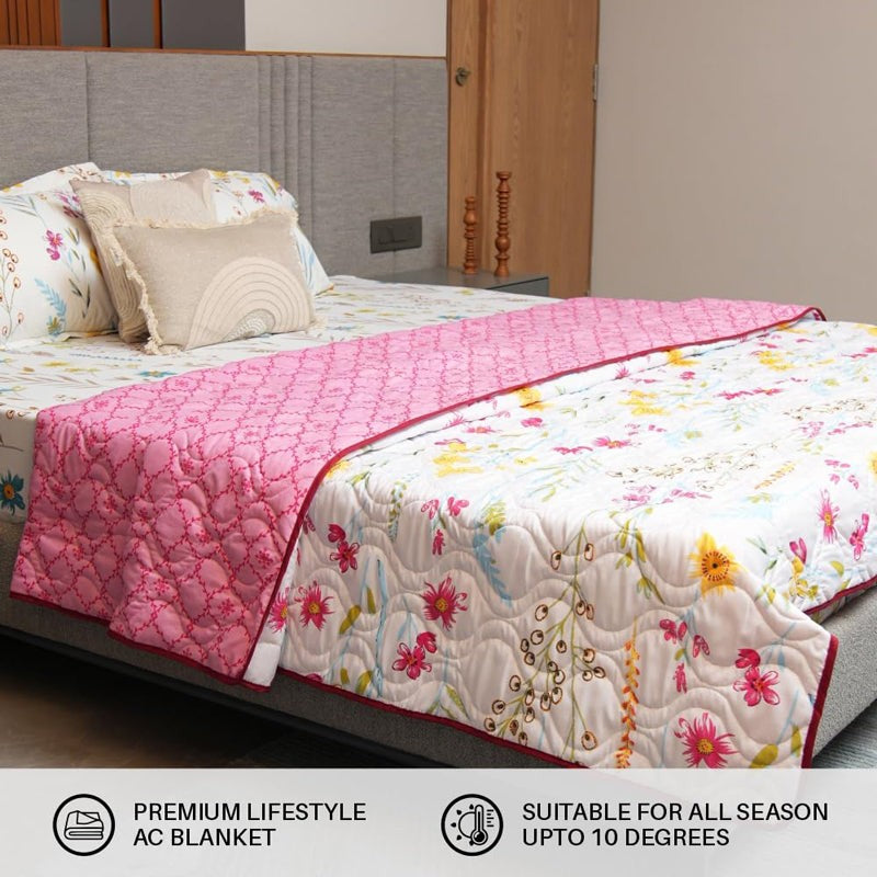 Urban Space France Reversible Microfiber Dohar (Pink) - 120 GSM media 4