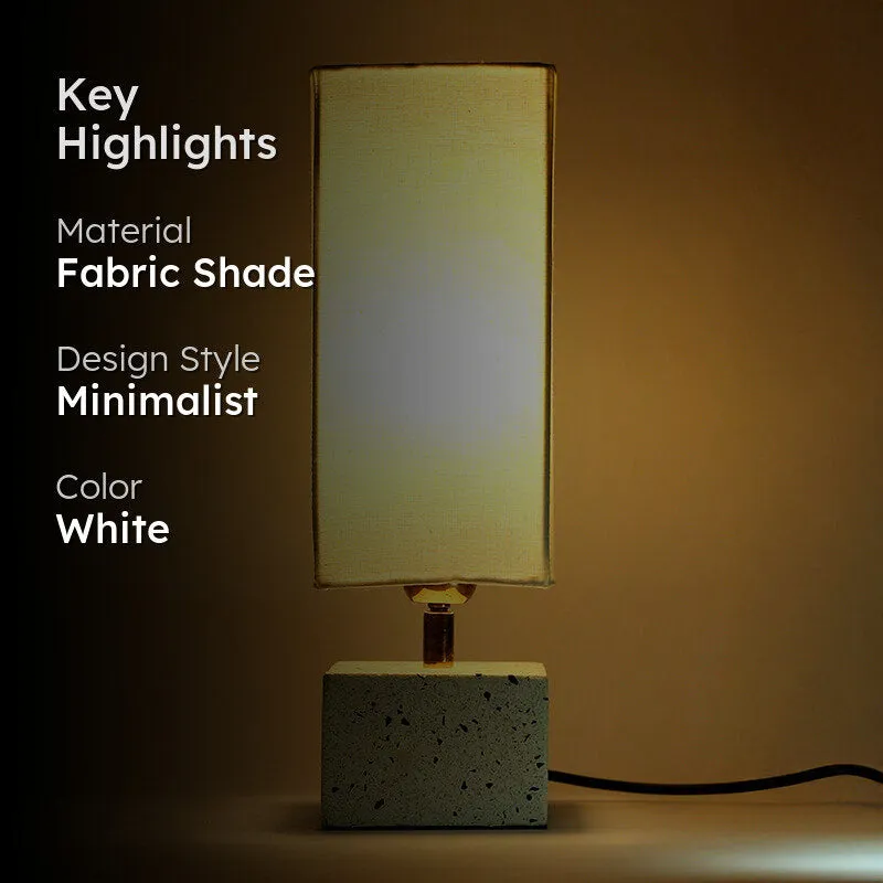 Square Terrazzo Hand Crafted Fabric Table Lamp - White media 2