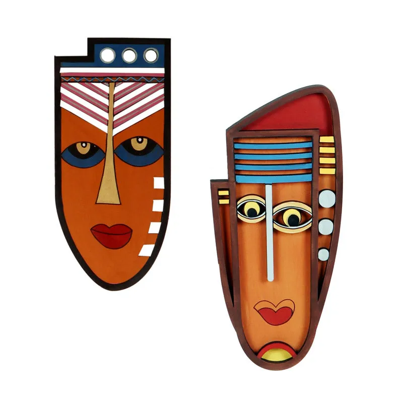 Bhoja Mask Wooden Wall Accent - Set of Two media 3