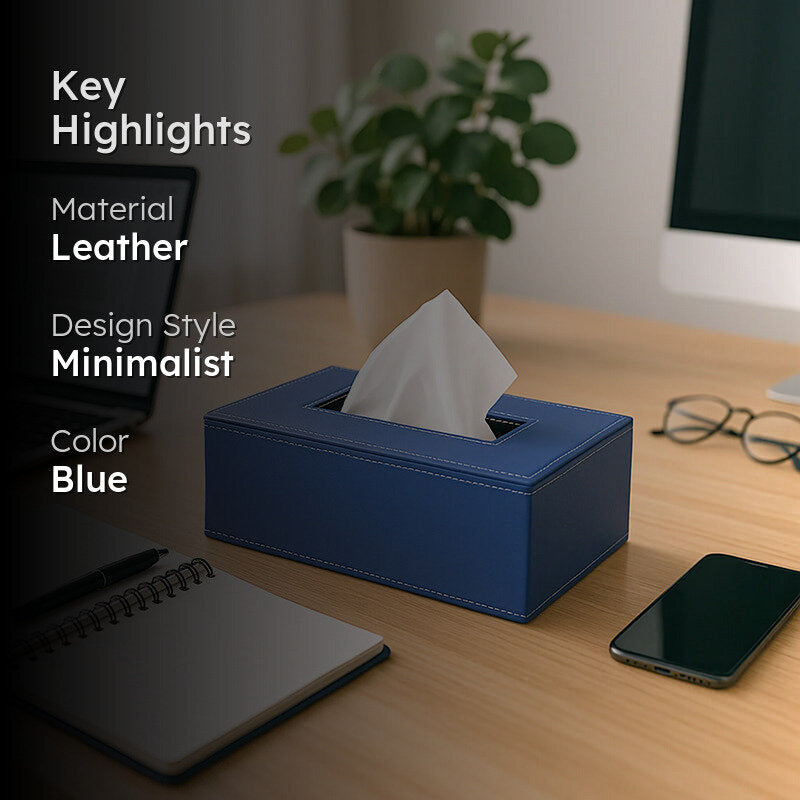 Elvan Faux Leather Tissue Holder - Blue media 2