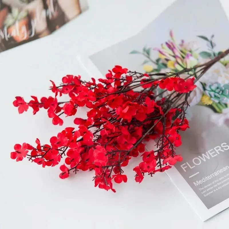 Faux Gypsophila Floral Stick (Red) - Set Of Four media 3