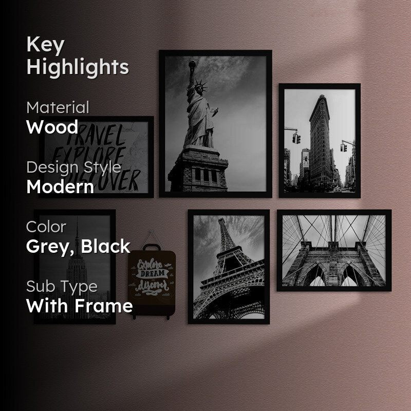 Monochrome Landmarks Wall Art - Set Of Seven media 2