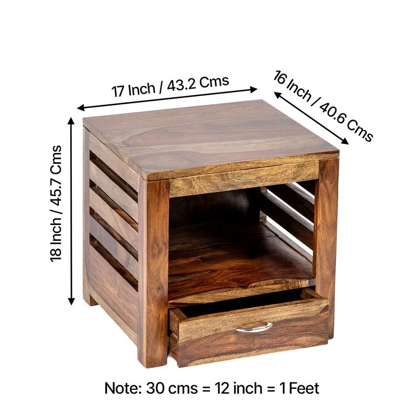 Sverix Sheesham Wooden Side & Bedside Table - Brown media 10