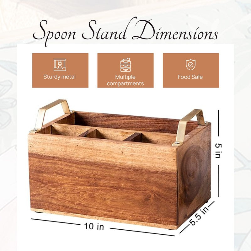 Cedar Cutlery Holder - Brown & Gold media 6