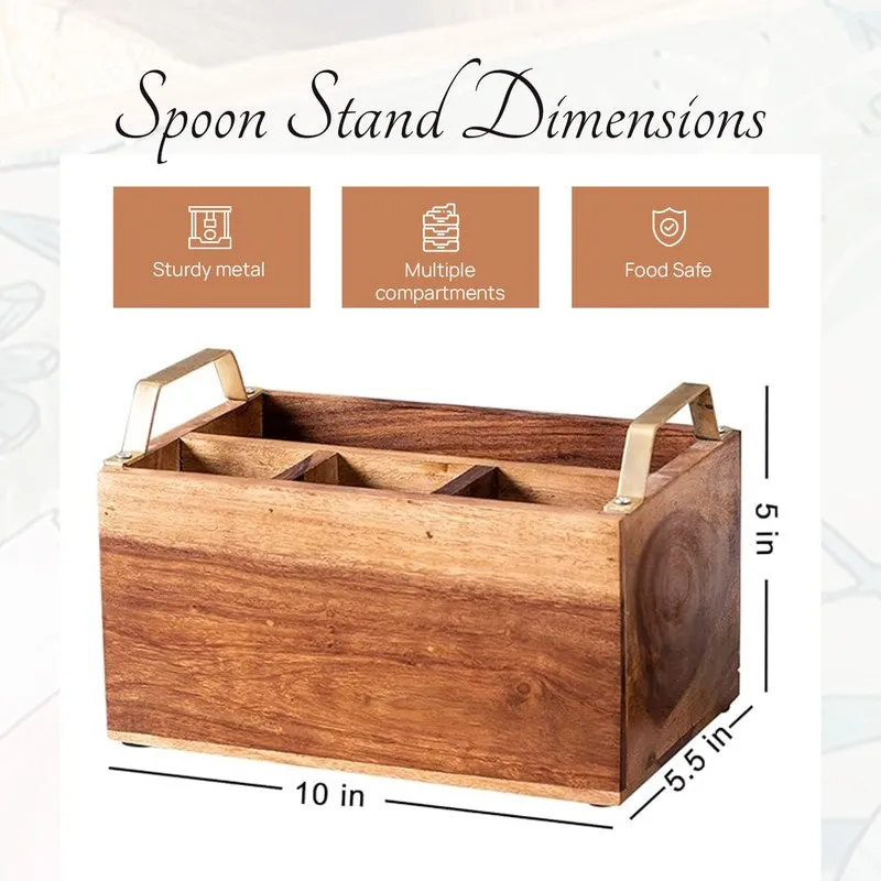 Cedar Cutlery Holder - Brown & Gold media 6