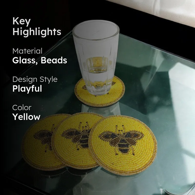 Moiraa Beaded Coaster (Yellow) - Set Of Four media 2