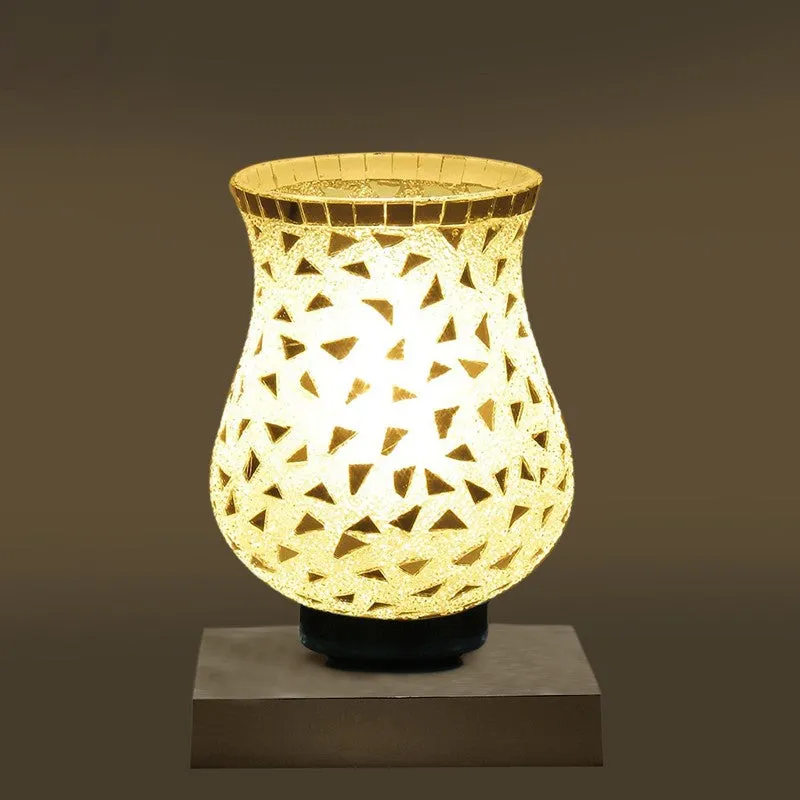 Glimelle Mosaic Glass Table Lamp With Wooden Base - Multicolor media 8