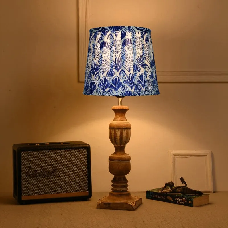 Ocean Breeze Wooden Base Cotton Table Lamp - Blue media 1