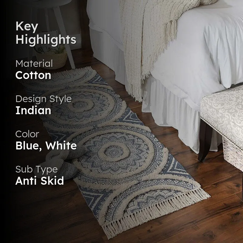 Mita Boho Cotton Runner Rug - Blue media 2