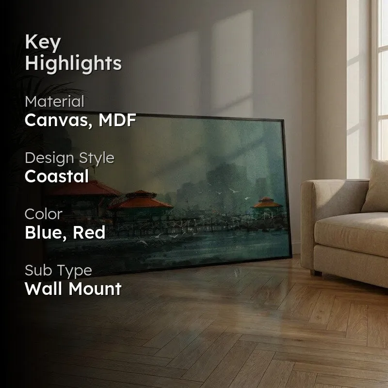 Misty Harbor Retreat Canvas Wall Painting With Frame media 2