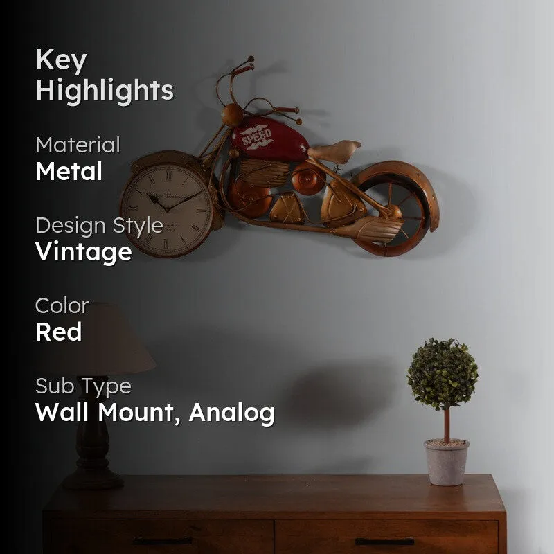 Twin Dial Bike Theme Metal Wall Clock media 2