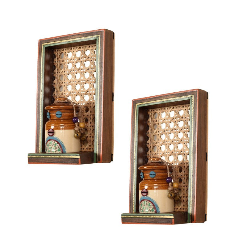Shuma Handcrafted Wall Shelve With Bharni - Four Piece Set media 4
