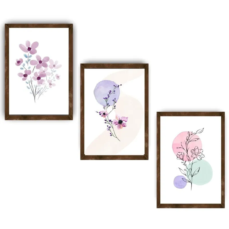 Dreamy Florals Paper Wall Painting With Frame - Brown media 5