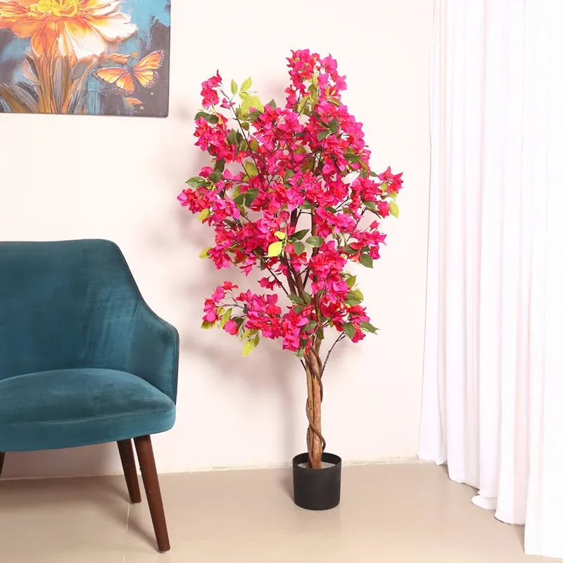 Verdiq Artificial Bougainvillaea With Black Plastic Pot - 5 Feet media 4
